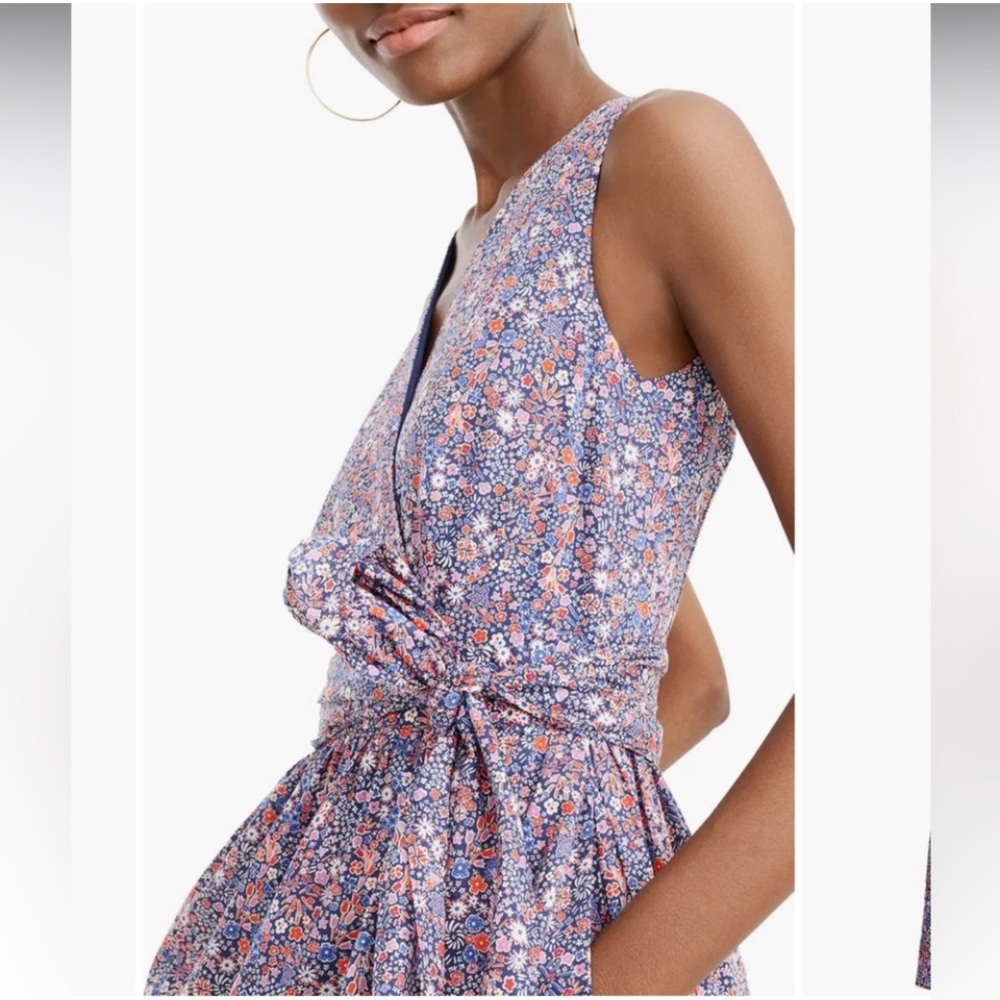 J. Crew Liberty Kayoko Floral Sleeveless Faux Wrap Dress Blue
Multi